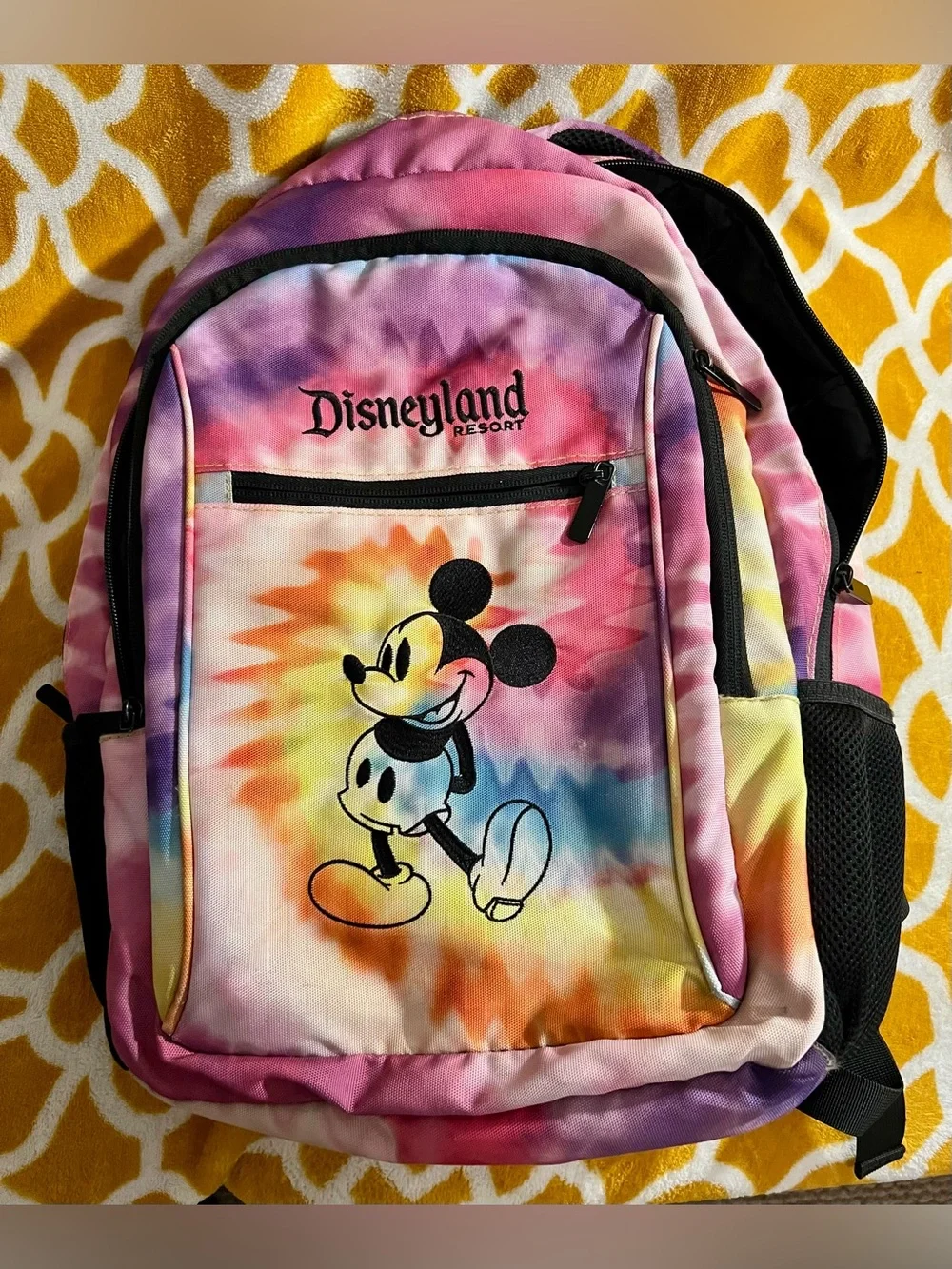 Disneyland Resort Mickey Mouse Tie-Dye Medium Backpack Pink Purple Black